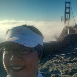 Running across the Golden Gate Bridge